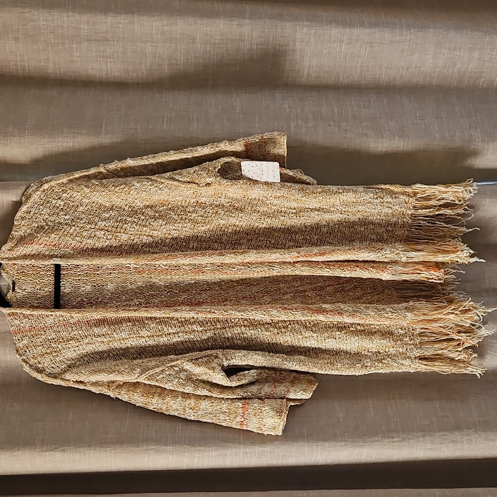 Free People Saffron Combo Cardigan With Fringe M/L